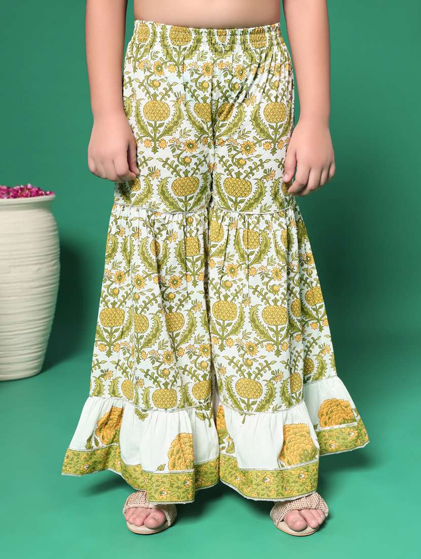 girls round neck printed kurta sharara set suit set - 21352845 -  Standard Image - 3