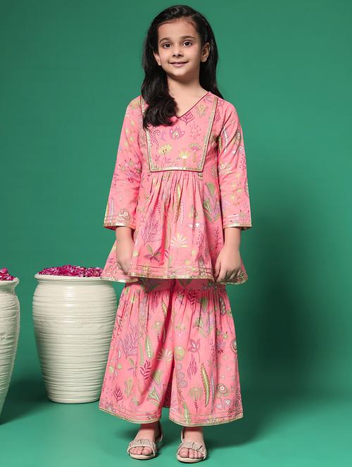 girls florals printed kurta sharara set - 21352851 -  Standard Image - 0