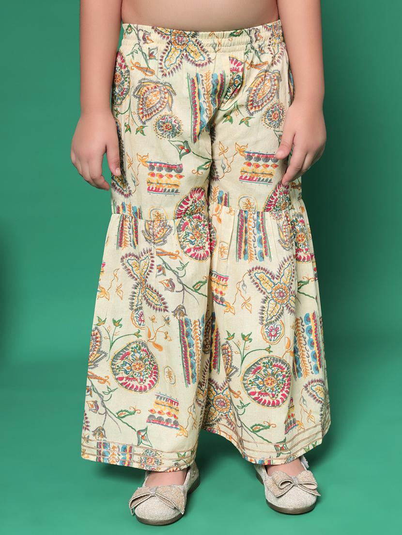 girls beige printed kurta sharara set - 21352852 - Standard Image - 3