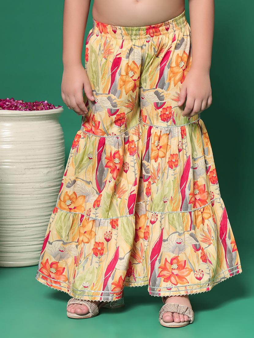 girls round neck printed kurta sharara set suit set - 21352854 - Standard Image - 3