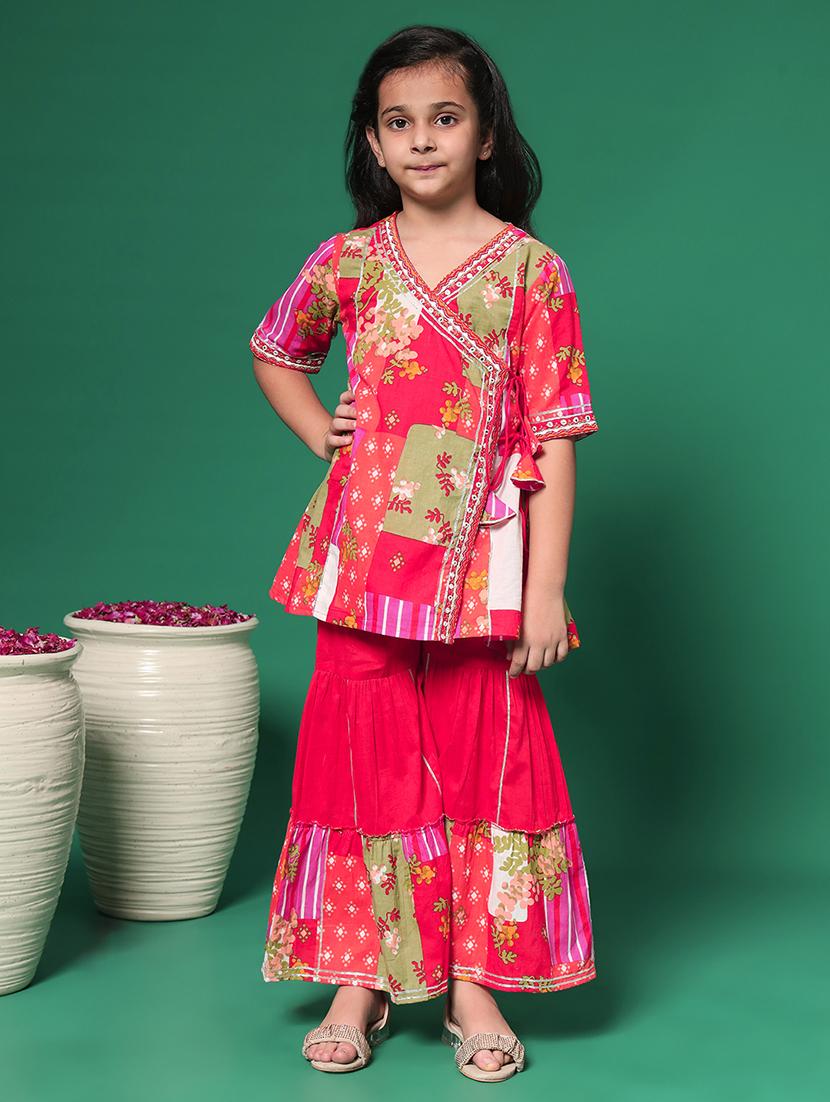 girls v neck kurta sharara sets - 21352868 - Zoom Image - 0
