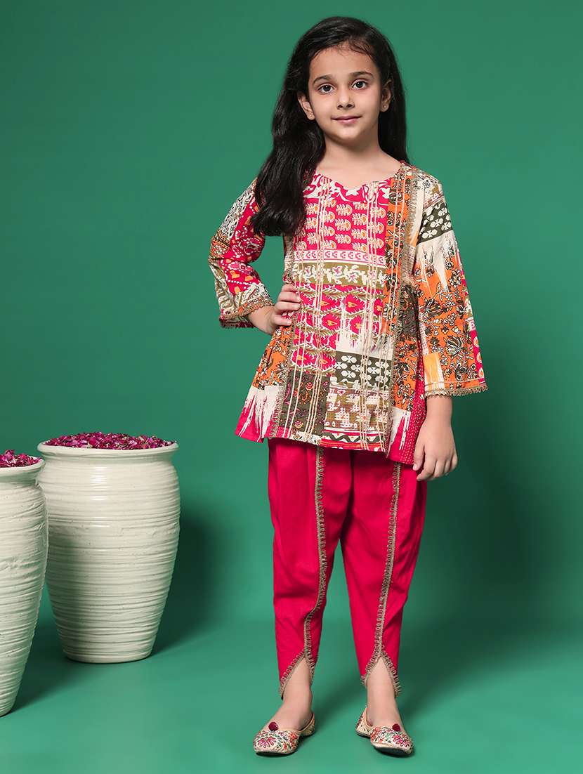 red printed kurta pant set suit set