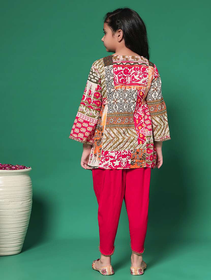 red printed kurta pant set suit set - 21352869 -  Standard Image - 3