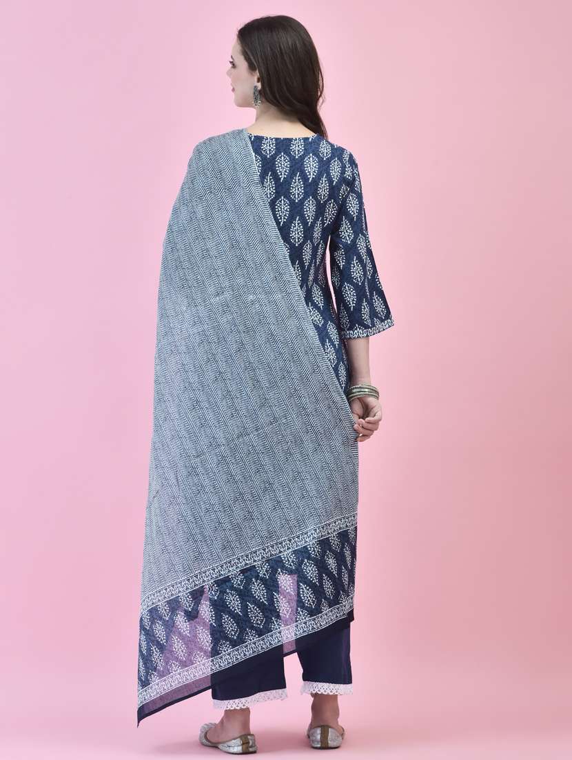 women three quarter sleeve kurta pant with dupatta set - 21353690 -  Standard Image - 5