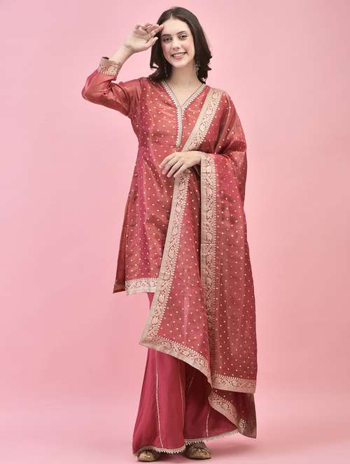 women long sleeve kurta sharara with dupatta set - 21353693 - Standard Image - 0
