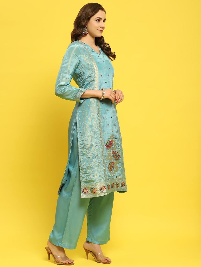 women self design kurta palazzo set with dupatta - 21353695 - Standard Image - 3