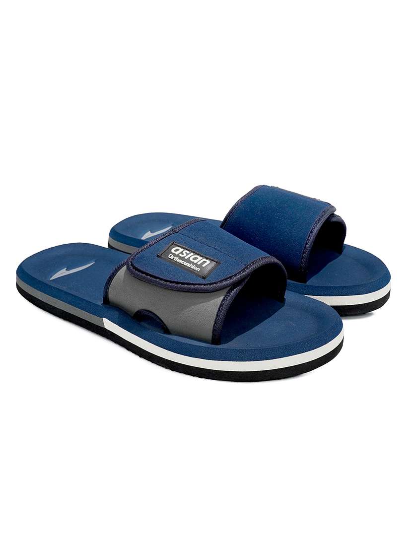 navy fabric slip on flip flops