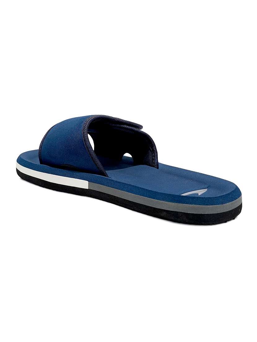 navy fabric slip on flip flops - 21353756 -  Standard Image - 3