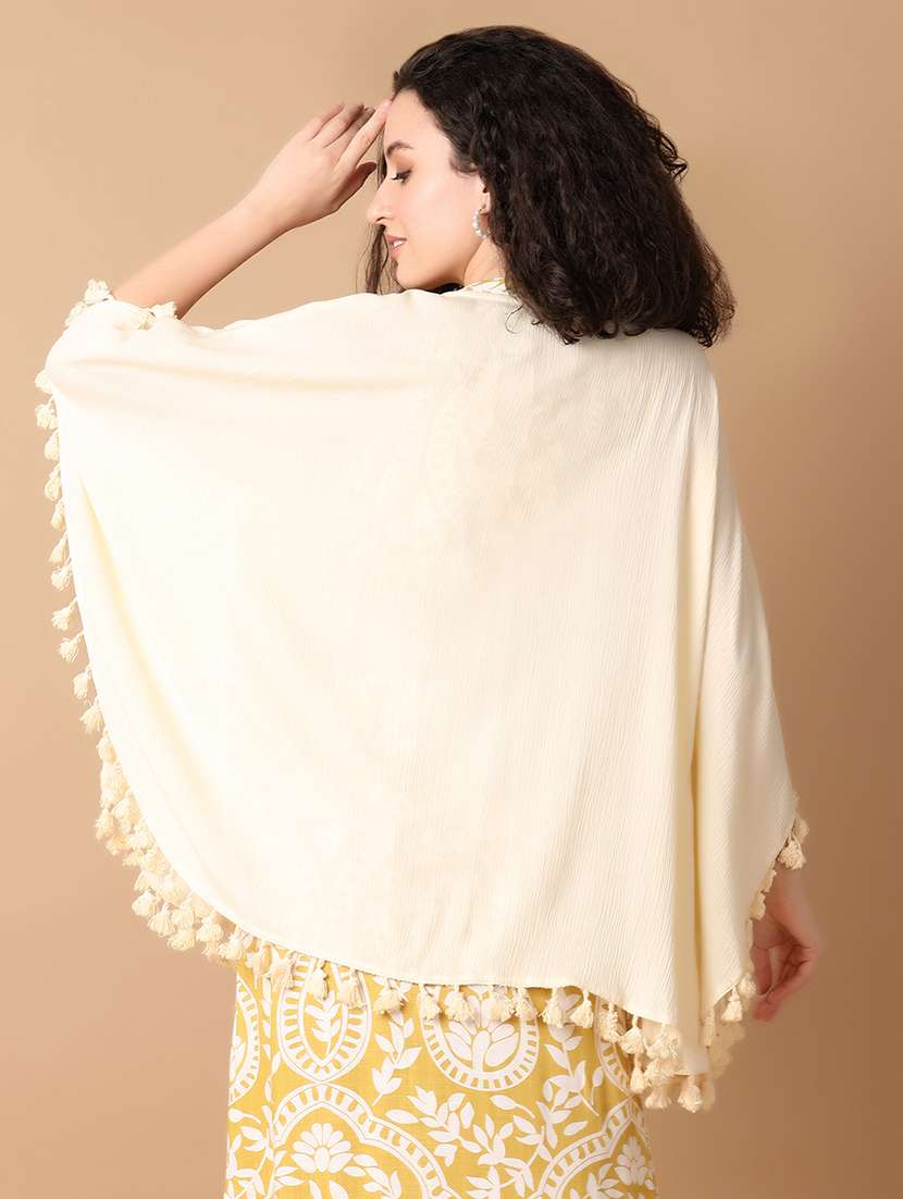 women off white cotton solids regular shrug - 21353875 -  Standard Image - 3