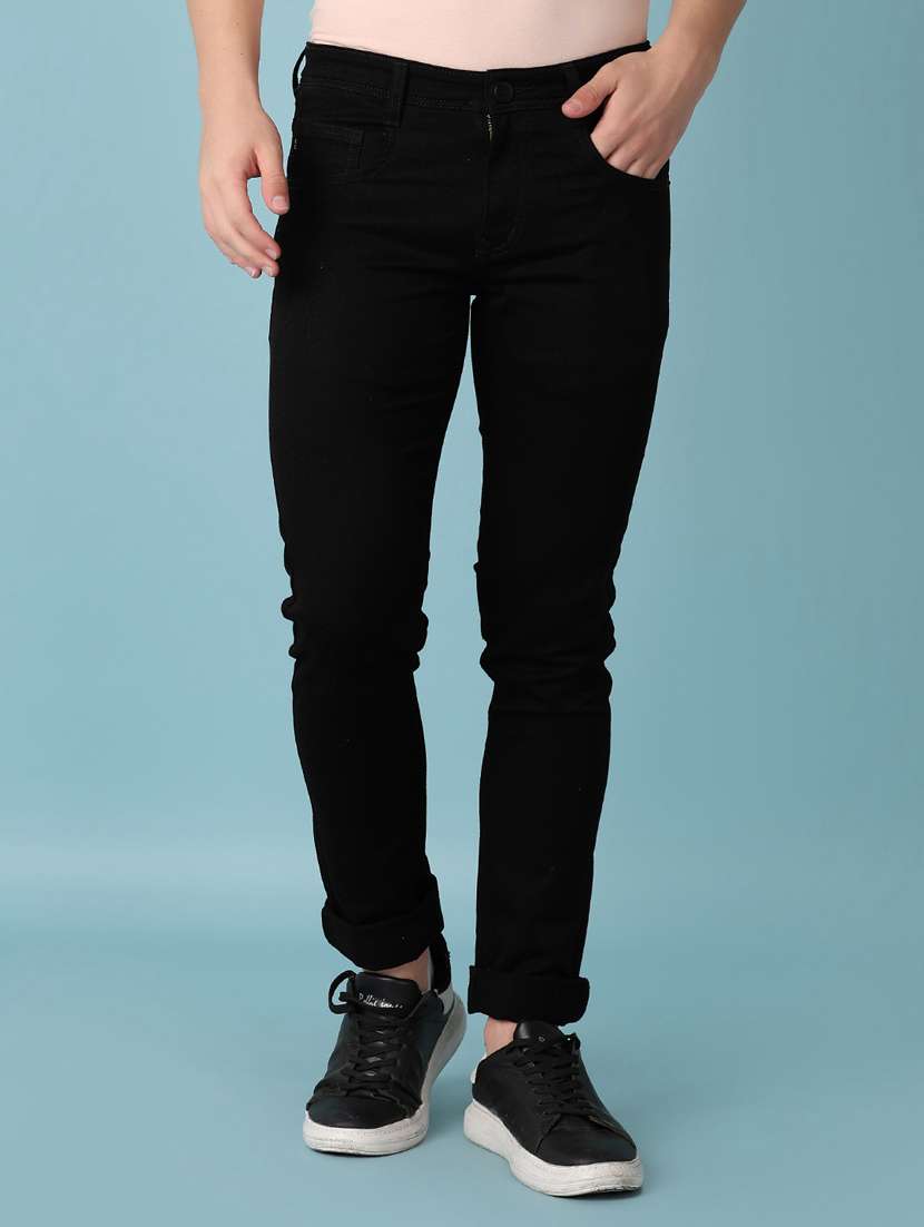 men mid rise plain slim fit jean