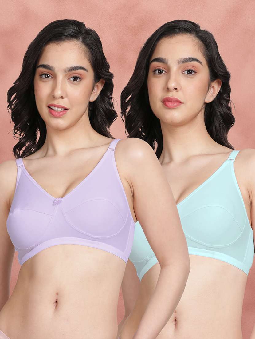 women pack of 2 solid regular bra