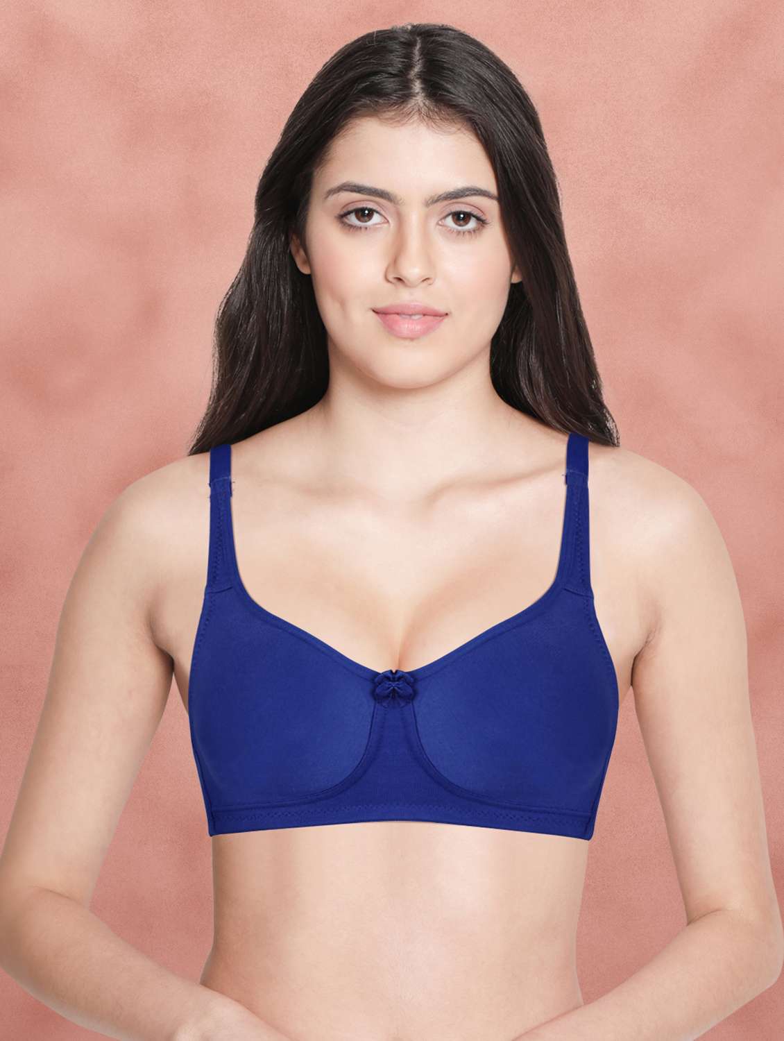 women solid blue regular bra