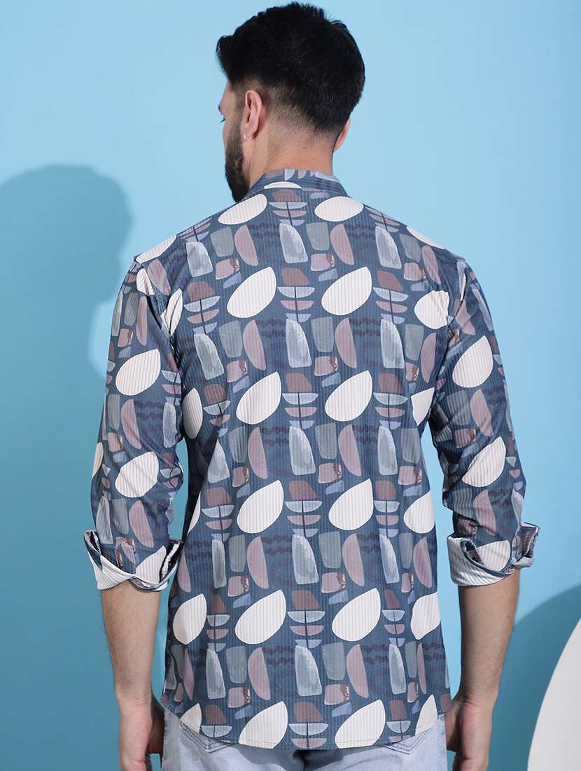 men mandarin neck printed short kurta - 21354498 -  Standard Image - 3