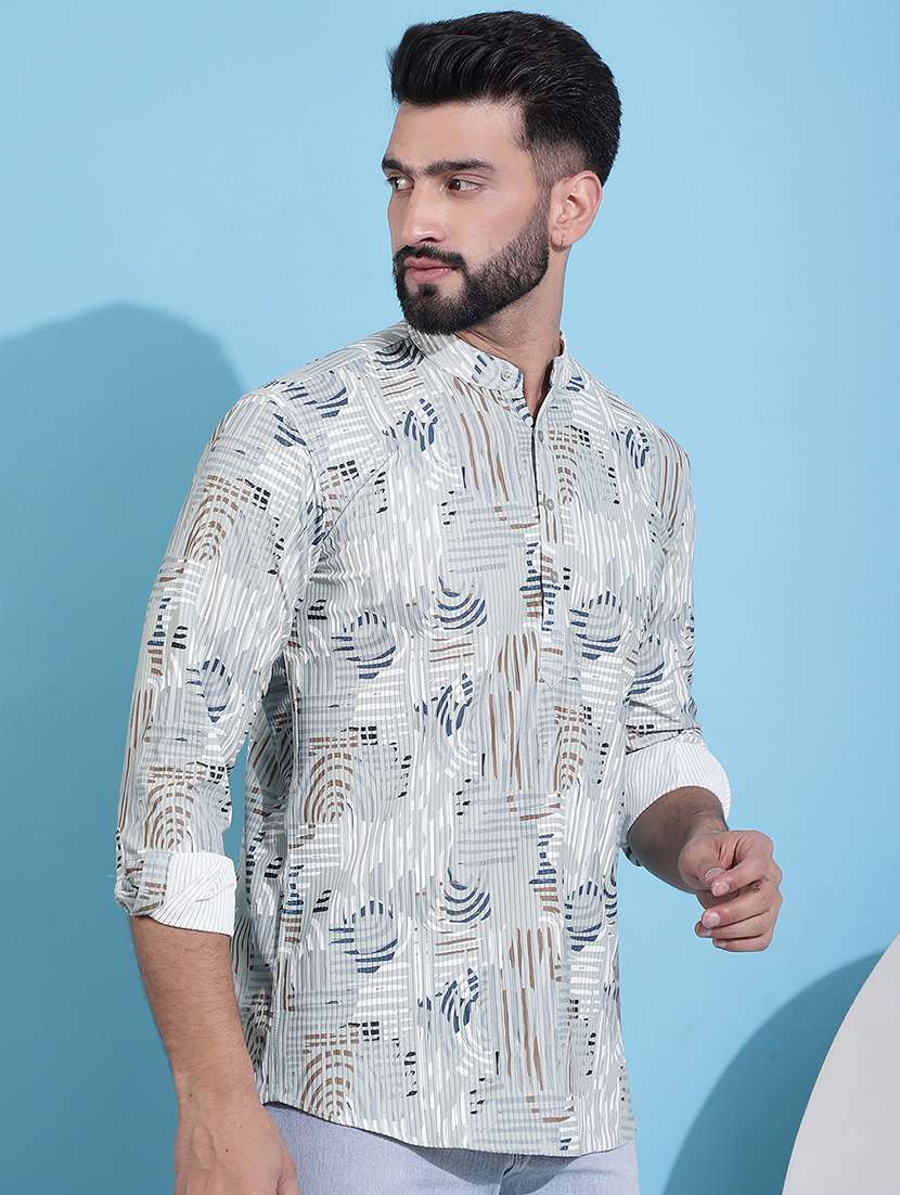 men printed cotton short kurta - 21354499 - Zoom Image - 0