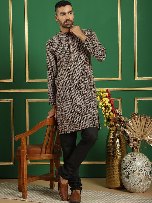 men mandarin neck embroidered long kurta - 21354505 -  Standard Image - 0