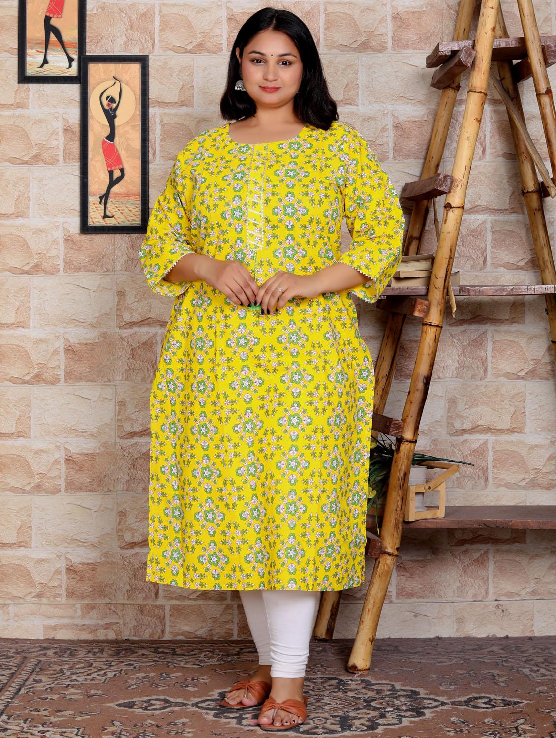 women three quarter sleeve plus size straight kurta - 21354515 - Zoom Image - 0