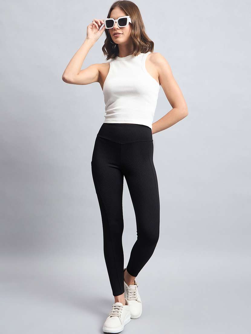 women solid mid rise legging - 21354622 - Standard Image - 3