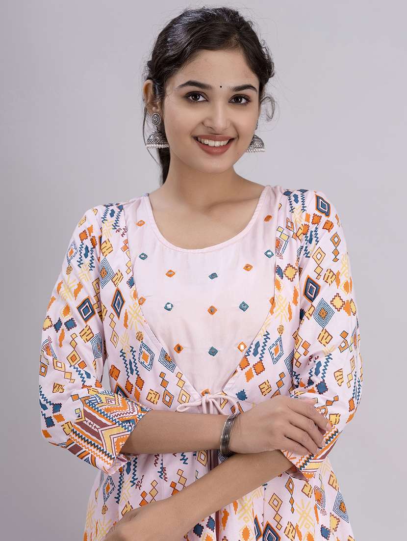 women multi color round neck anarkali dress - 21354708 -  Standard Image - 3