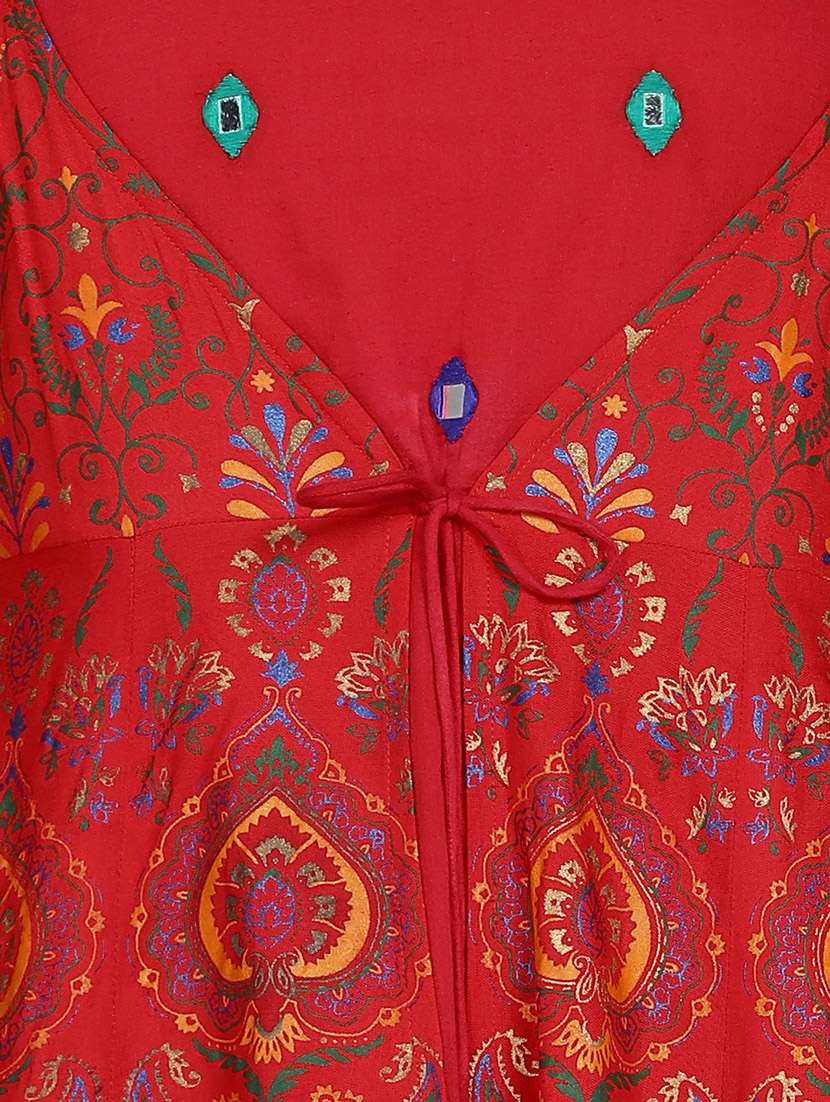 red printed long sleeve anarkali ethnic dress - 21354727 -  Standard Image - 5