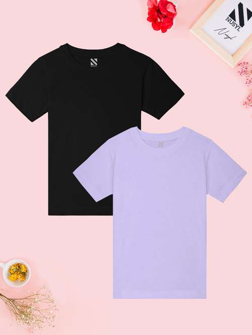 girl solid multi colored tee combo - 21355066 -  Standard Image - 0