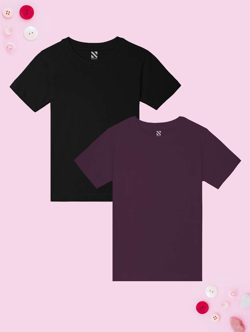 girl solid multi colored tee combo