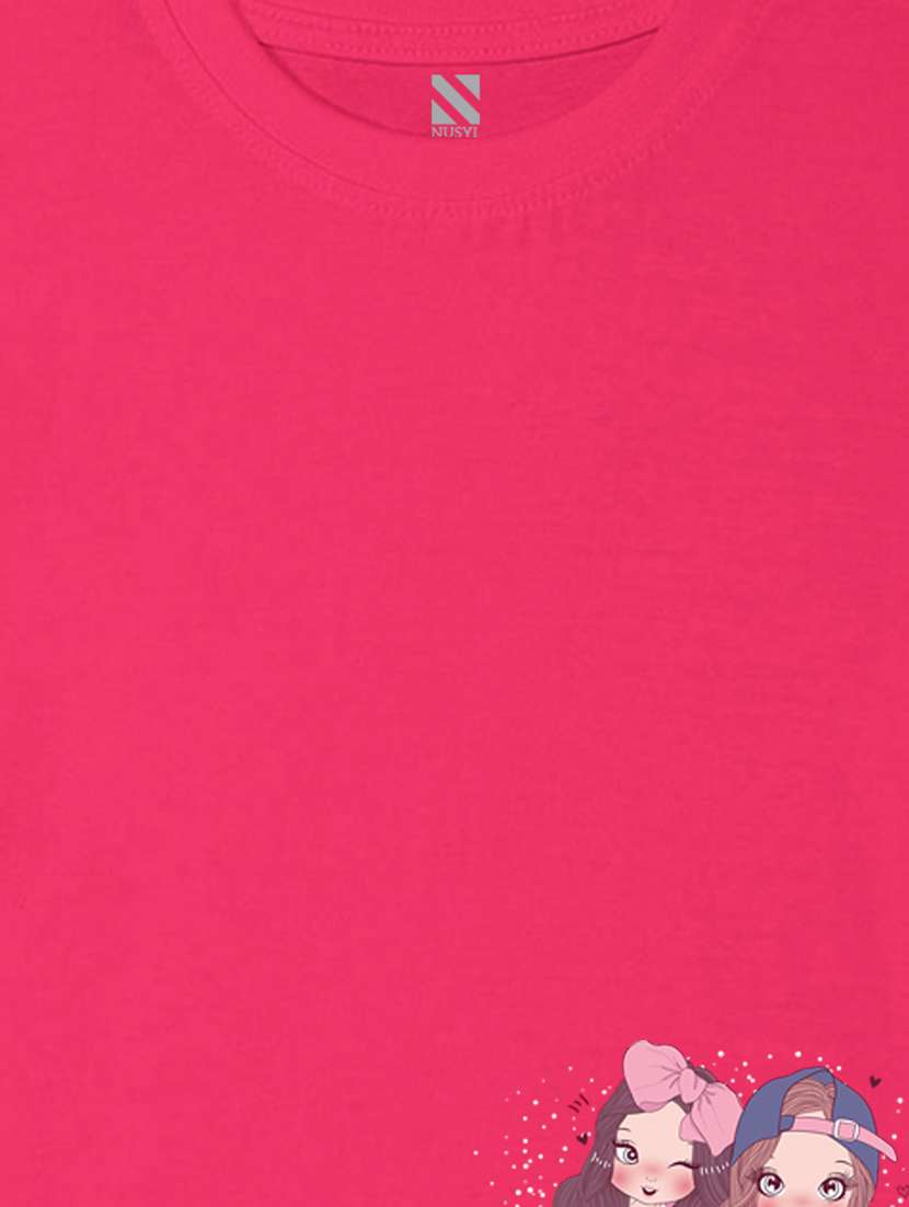 girls printed round neck cotton tee - 21355190 - Standard Image - 3