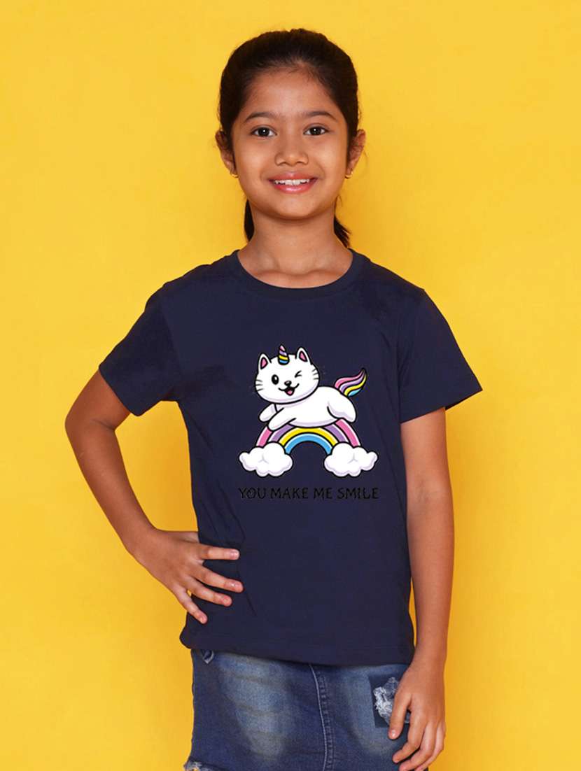 girls round neck graphic printed tees - 21355402 - Zoom Image - 0
