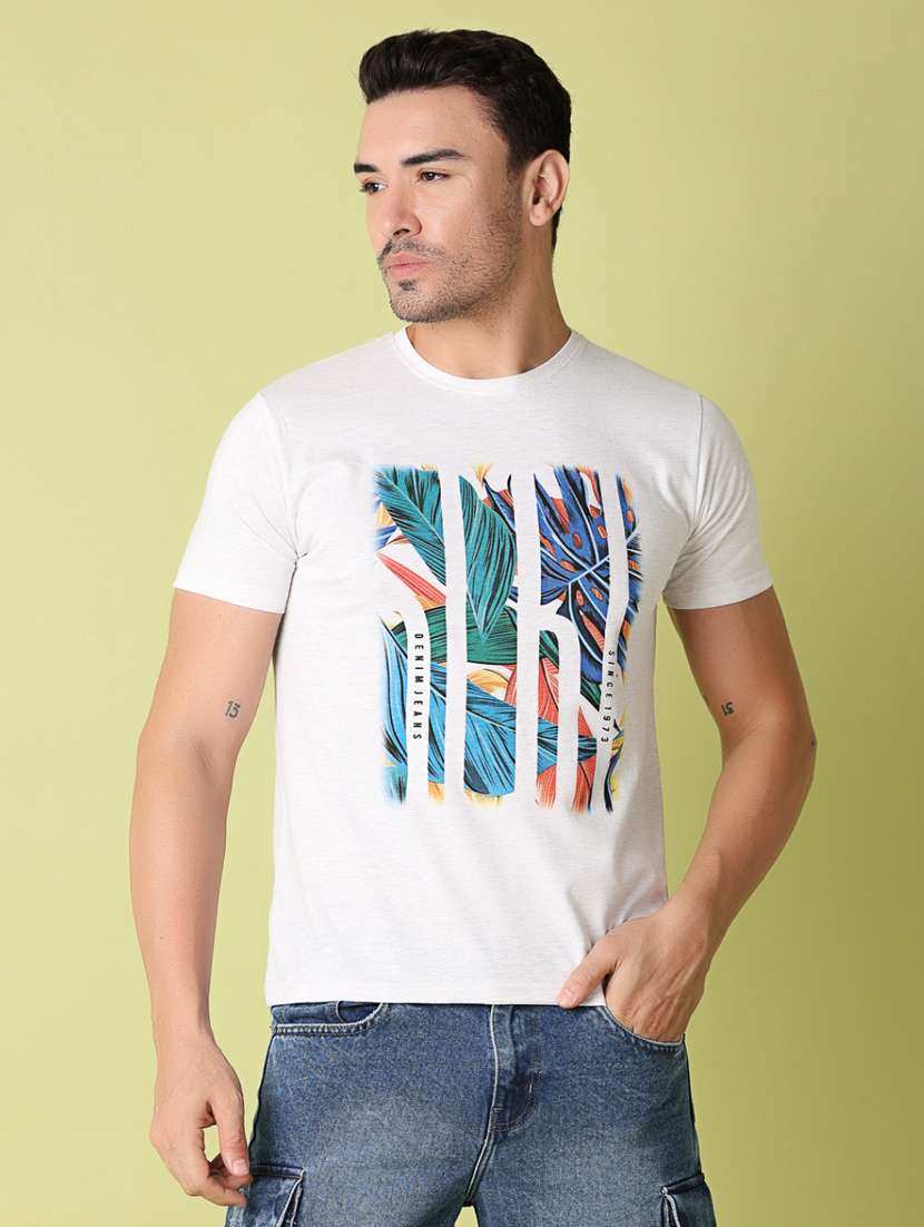 men front print short sleeve t-shirt