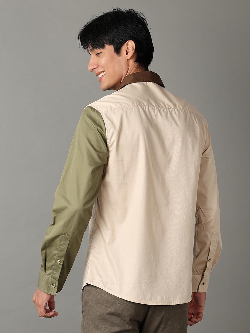 men color blocked collared long sleeves shirt - 21355527 - Standard Image - 3