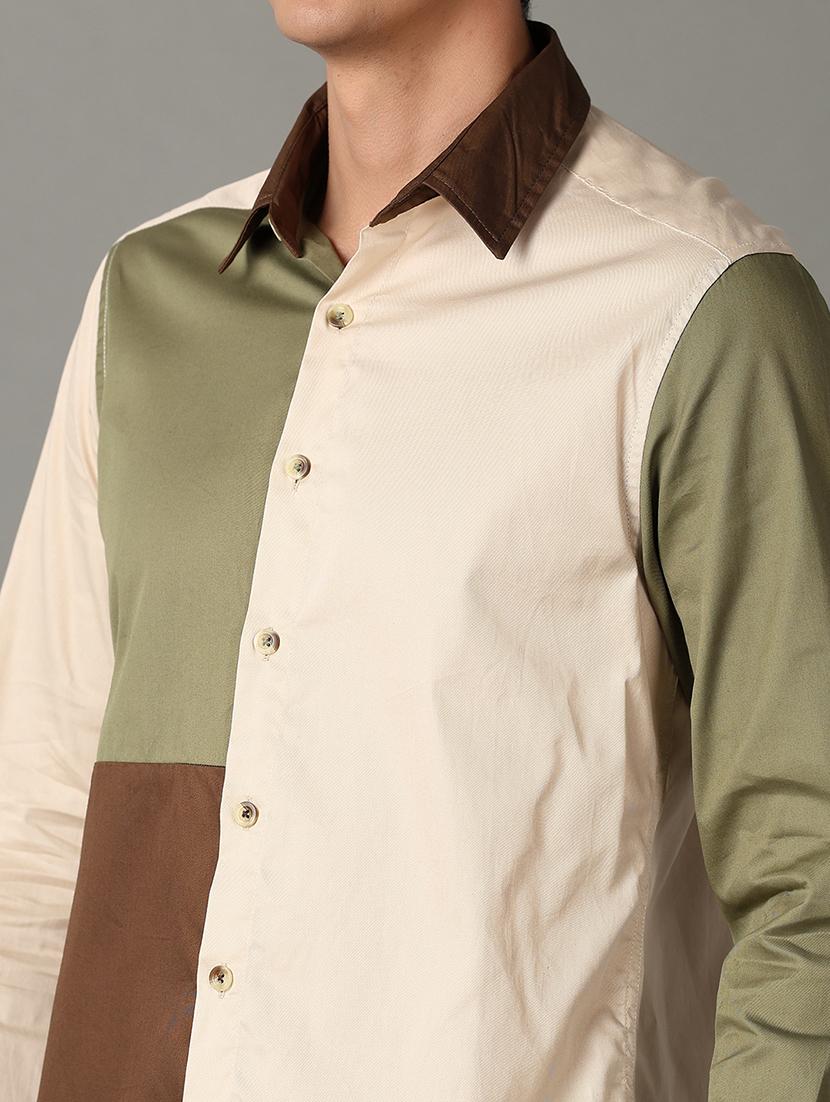 men color blocked collared long sleeves shirt - 21355527 - Standard Image - 5