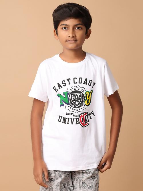 white front print cotton t-shirt - 21355539 - Standard Image - 0