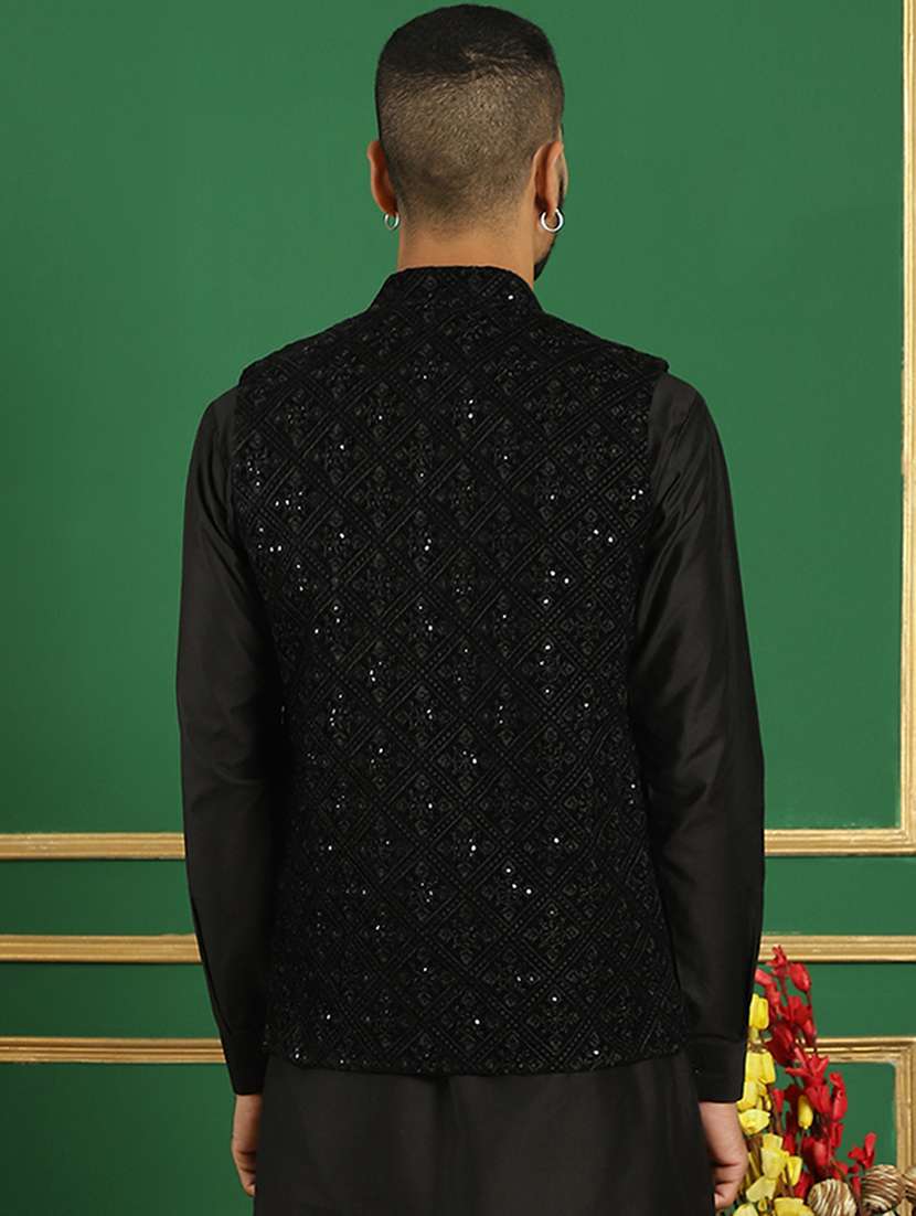 men mandarin neck embroidered nehru jacket - 21355654 -  Standard Image - 3