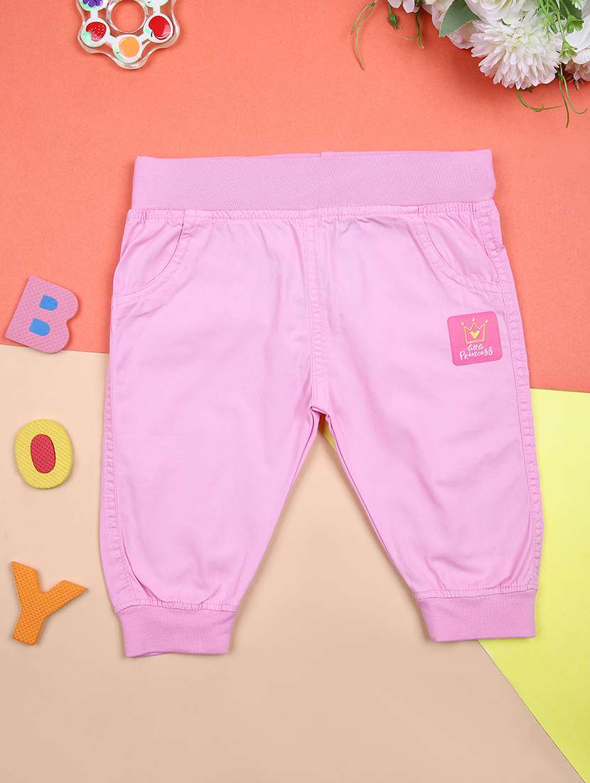 boys pink solid mid rise jogger