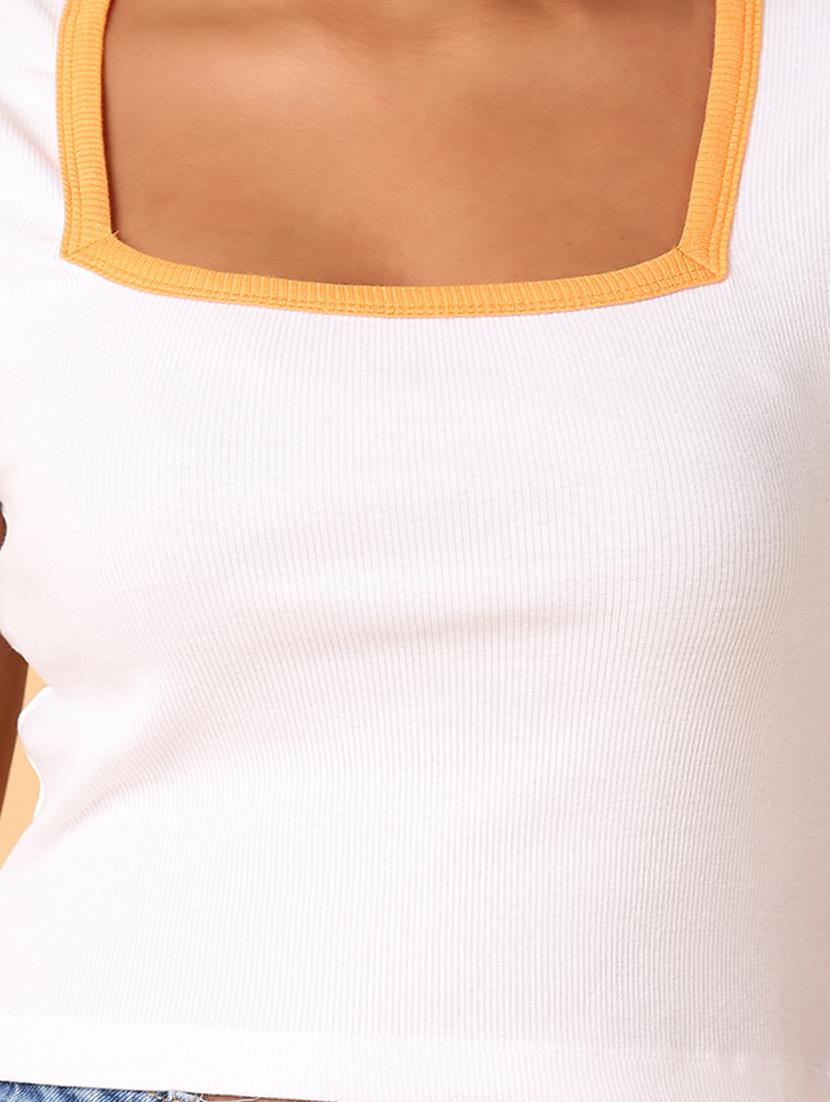 women typography square neck crop top - 21356250 - Standard Image - 5