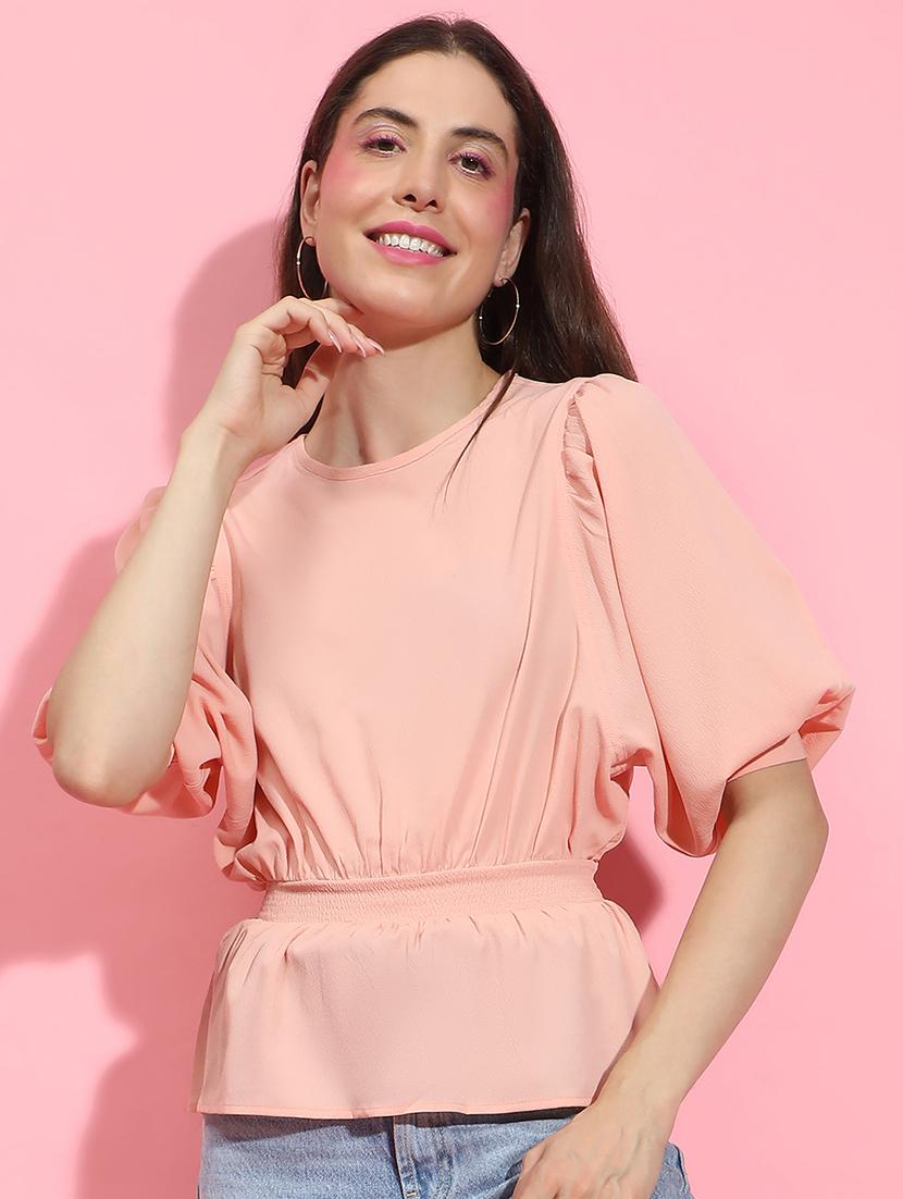 women round neck solid regular top - 21356415 -  Zoom Image - 0