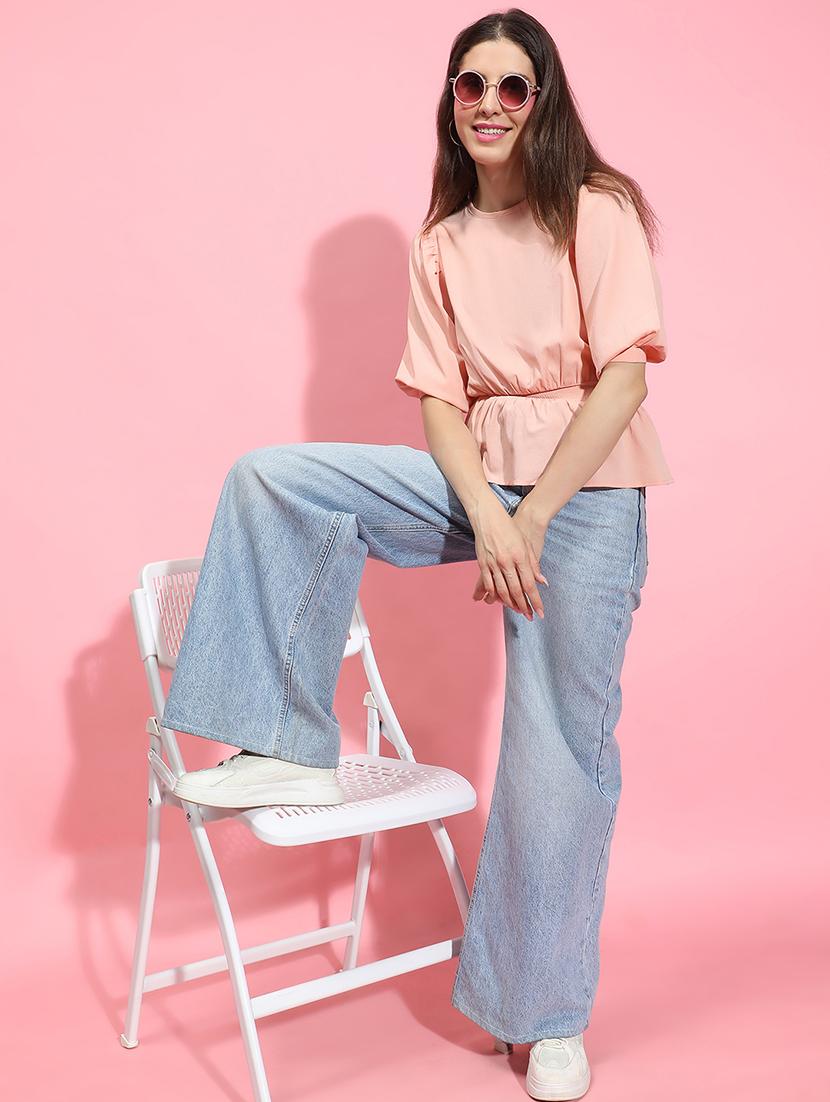 women round neck solid regular top - 21356415 - Standard Image - 3