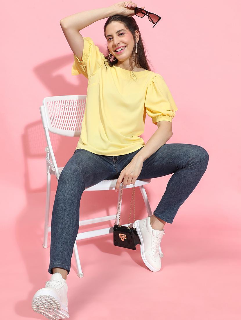 women round neck solid regular top - 21356417 - Standard Image - 3