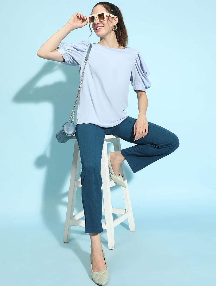 light blue solid regular top - 21356418 - Standard Image - 3