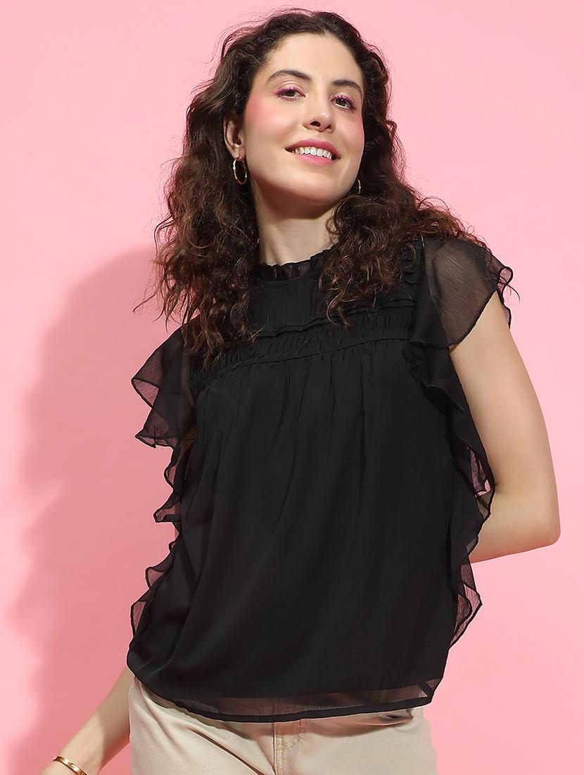 women black solid regular top - 21356434 -  Zoom Image - 0