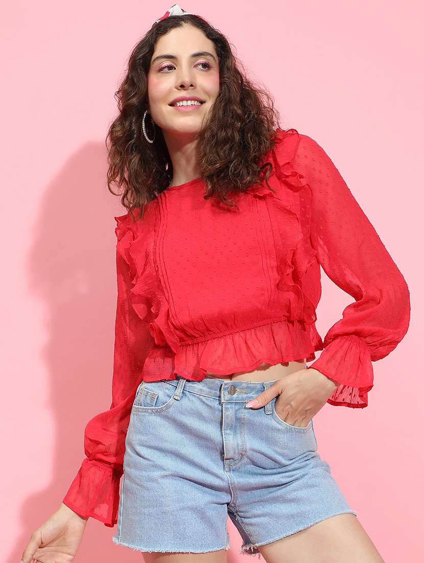 women red self-designed regular top - 21356435 -  Zoom Image - 0