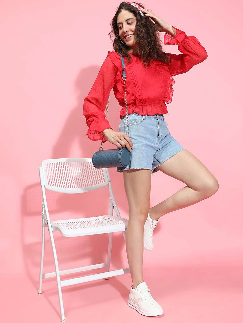 women red self-designed regular top - 21356435 - Standard Image - 3