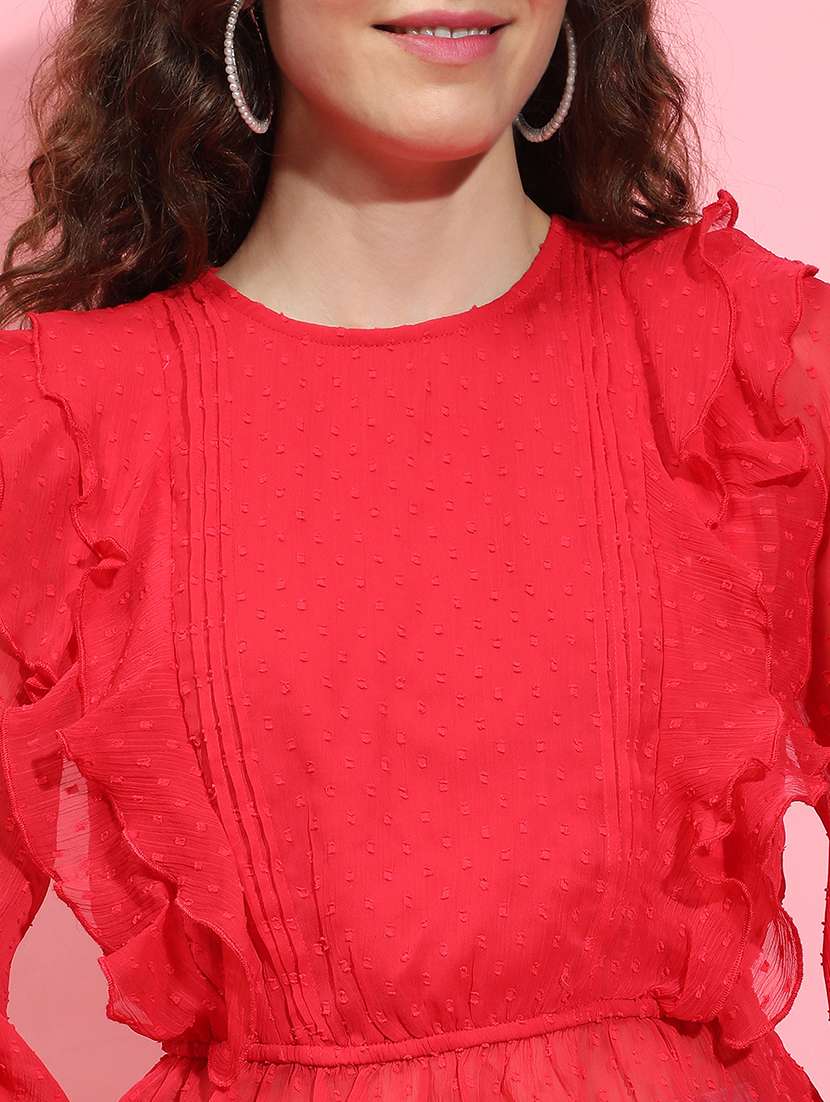 women red self-designed regular top - 21356435 - Standard Image - 5