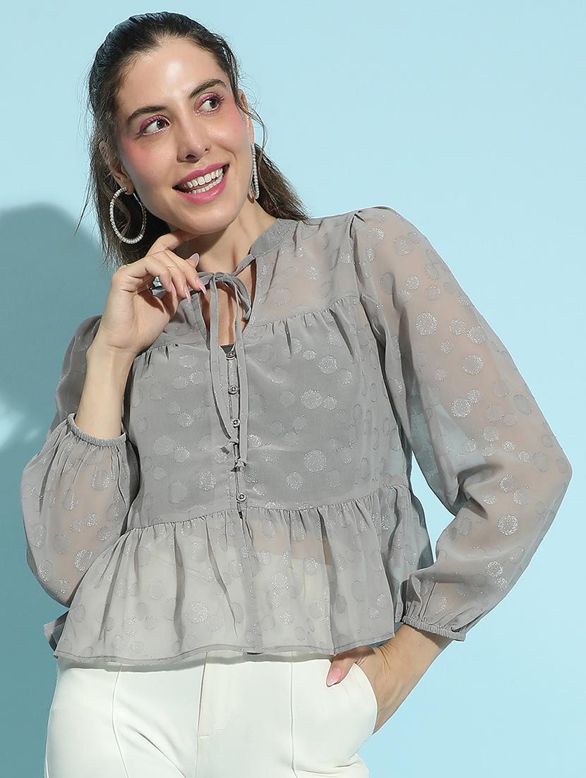 women grey self-designed regular top - 21356443 - Zoom Image - 0