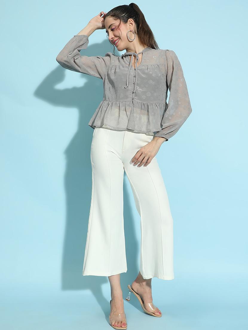 women grey self-designed regular top - 21356443 - Standard Image - 3