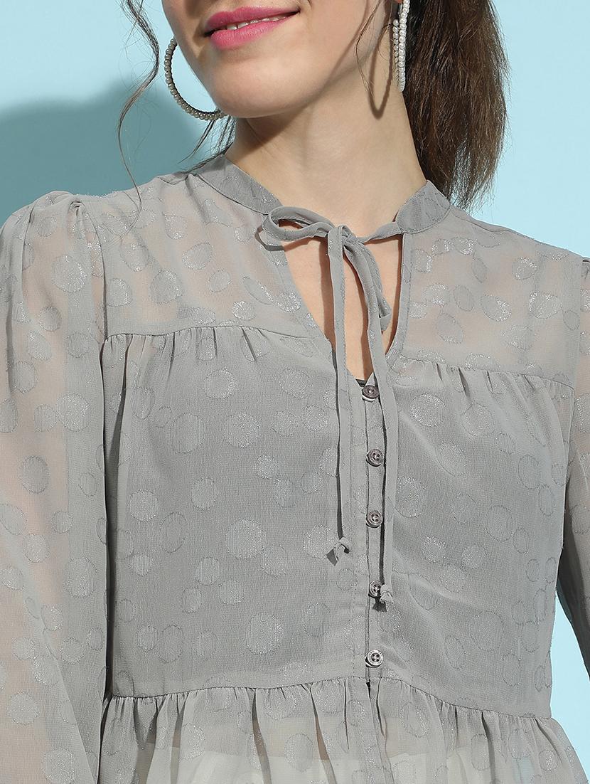 women grey self-designed regular top - 21356443 - Standard Image - 5