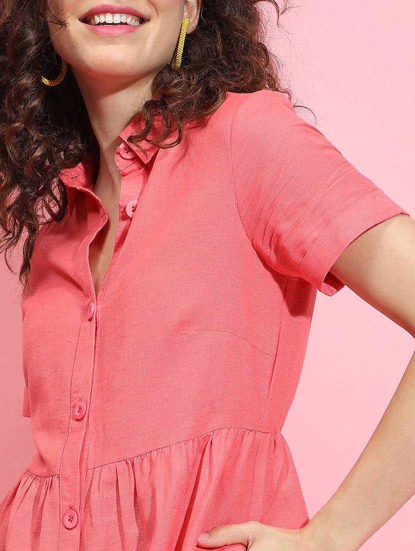 women red solid shirt dress - 21356453 - Standard Image - 5