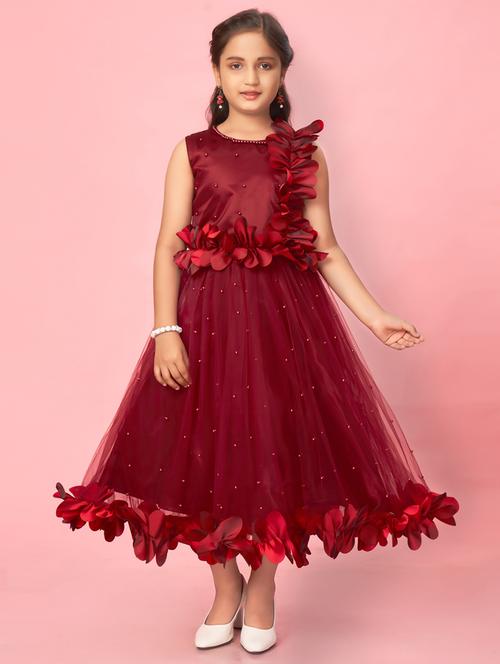 girls round neck party gown - 21356484 - Standard Image - 0