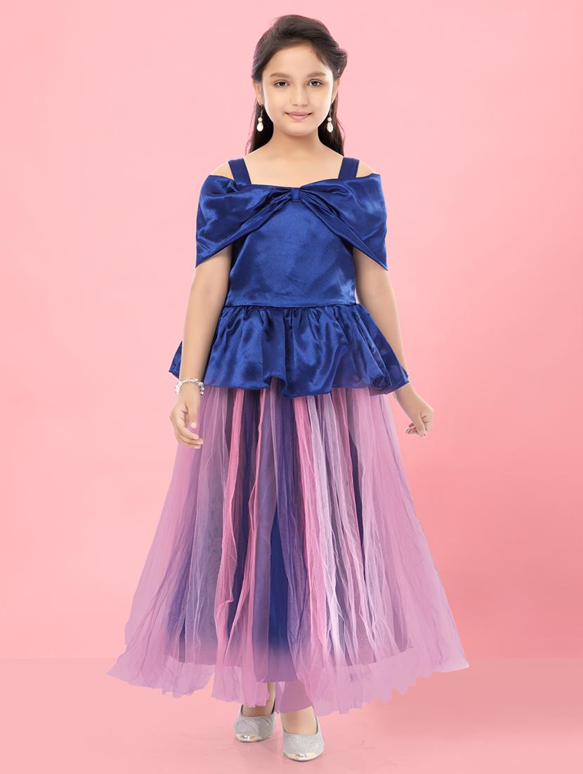 girls off shoulder neck party gown - 21356497 - Zoom Image - 0