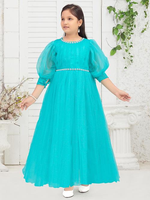 girls round neck party gown - 21356507 - Standard Image - 0