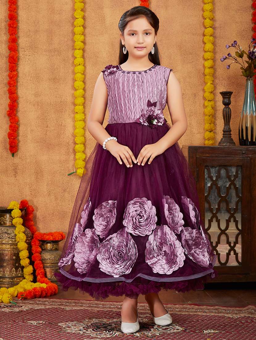 girls round neck party gown